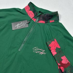 Sunday Swagger Pullover Mens Green Floral 1/4 Zip Performance Stretch Medium